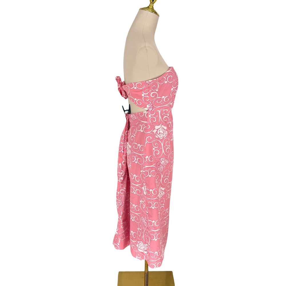 Vintage Lilly Pulitzer Strapless Dress 10 Iron Maiden Pink Floral Butterfly 90s - Picture 6 of 11